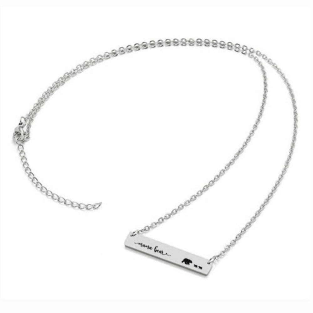 NWT! Rose Gold Silver or Gold Mama Bear Bar Chain Necklaces - Picture 3 of 6